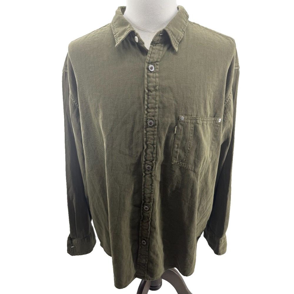 Levi's SilverTab Mens Olive Green Button Down Shirt Large New